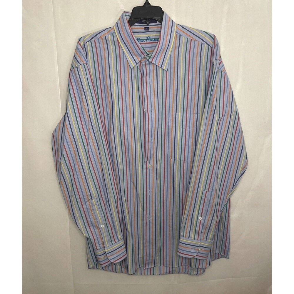 Alan Flusser Men’s Size Large Cotton Button Up Colorful Long Sleeve Shirt